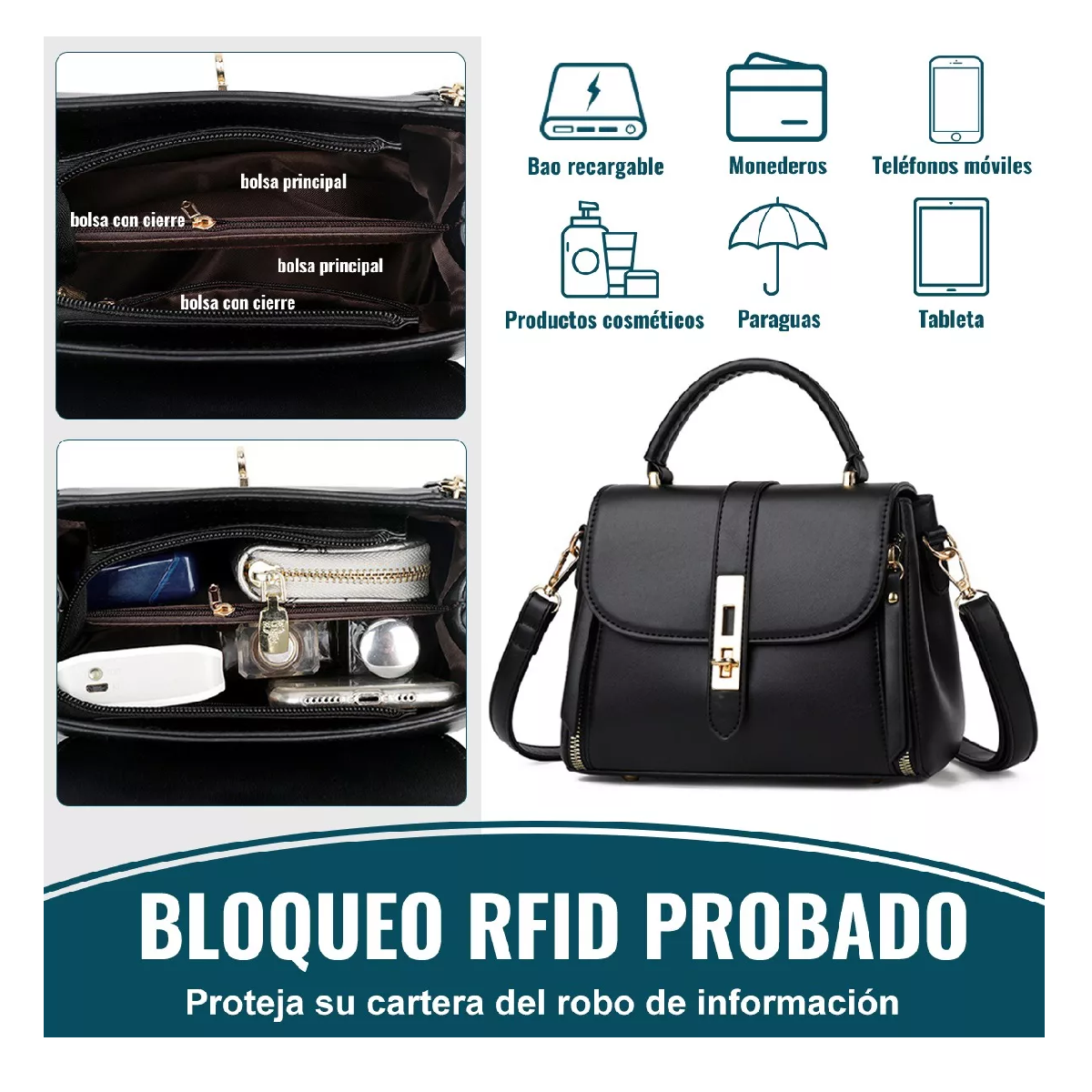 Foto 5 pulgar | Bolsa Impermeable Tote Crossbody Bandolera para Mujer