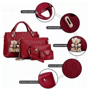Foto 4 | Set de 4 Bolsas Belug Rojas para Mujer