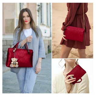 Foto 5 | Set de 4 Bolsas Belug Rojas para Mujer