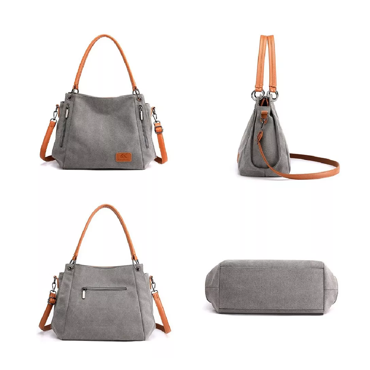 Foto 5 pulgar | Bolso Multifuncional de Lona de Gran Capacidad Gris para Mujer