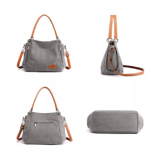 Foto 4 | Bolso Multifuncional de Lona de Gran Capacidad Gris para Mujer