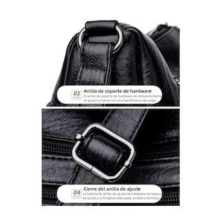 Foto 4 | Bolso Casual Bandolera Cruzada Negra para Mujer