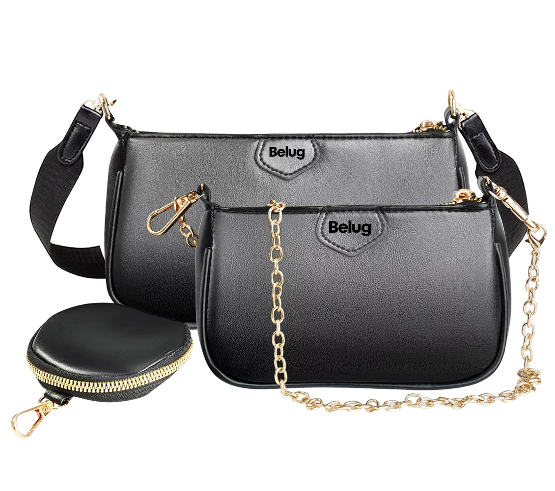 Bolsa 3 En 1 Belug color Negro para Mujer 3 Piezas