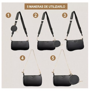 Foto 3 | Bolsa 3 En 1 Belug color Negro para Mujer 3 Piezas