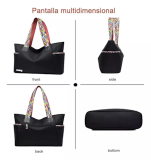 Foto 4 | Bolso de Gran Capacidad Ligeros Negro para Mujer