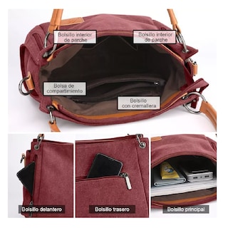 Foto 2 | Bolso Multifuncional De Lona De Gran Capacidad Para Mujer Rosa