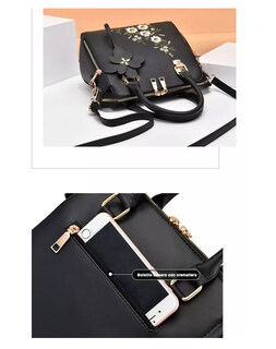 Foto 5 | Bolso Bandolera Crossbody De Flores Mano Bordadas Para Mujer Negro