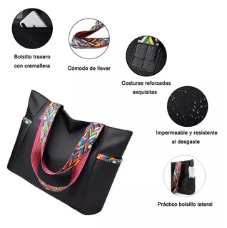 Foto 2 | Bolso De Gran Capacidad Para Mujer Ligeros Negro
