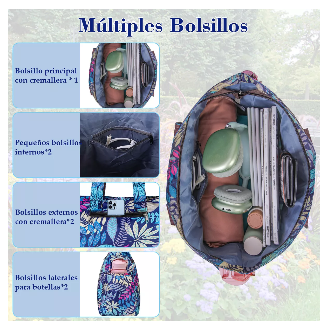 Foto 5 | Bolsa De Mujer Tote Bag Color Hojas