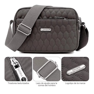 Foto 2 | Bolso Multifuncional Impermeable Y Antirrobo Para Mujer Gris