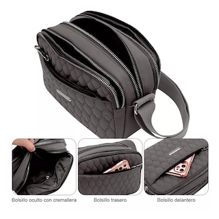 Foto 3 | Bolso Multifuncional Impermeable Y Antirrobo Para Mujer Gris