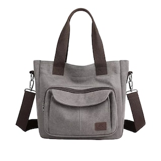 Foto 1 | Bolsa Moderna Y Urbana De Lona De Gran Capacidad Para Mujer Gris Cafe