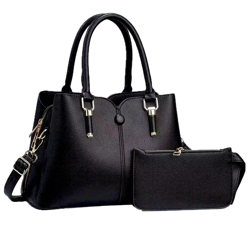 Bolsas De Mujer Crossbody Bandolera Cartera Casual Vintage 2 Pzs Negro