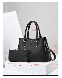 Foto 2 | Bolsas De Mujer Crossbody Bandolera Cartera Casual Vintage 2 Pzs Negro