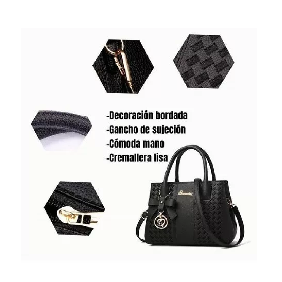 Foto 4 pulgar | Bolso Mano Tote Bolsa Mochila Mujer Gran Capacidad Ligero Negra