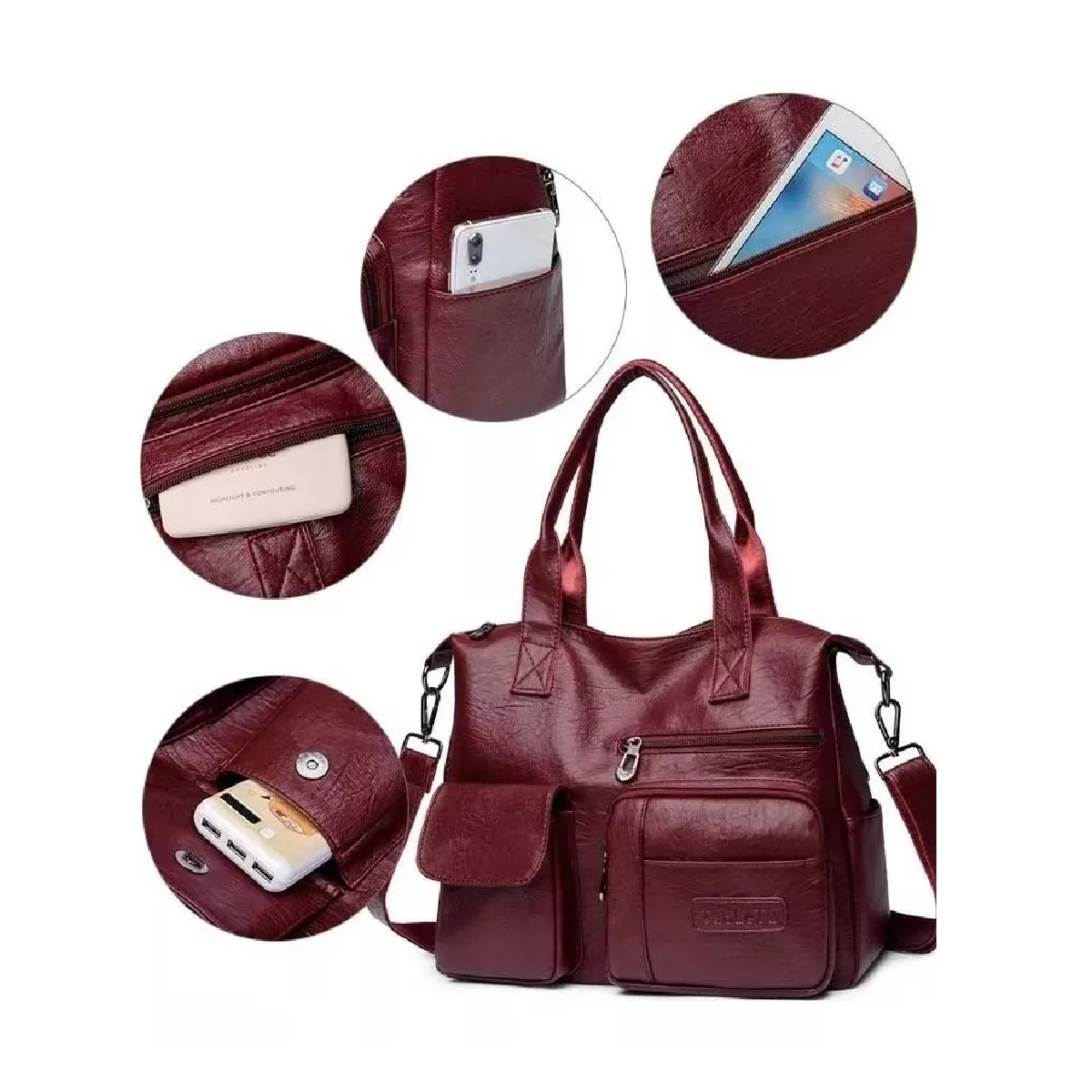 Foto 2 | Bolso Bandolera De Cuero Pu De Gran Capacidad Para Mujer