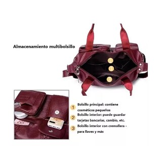 Foto 3 | Bolso Bandolera De Cuero Pu De Gran Capacidad Para Mujer