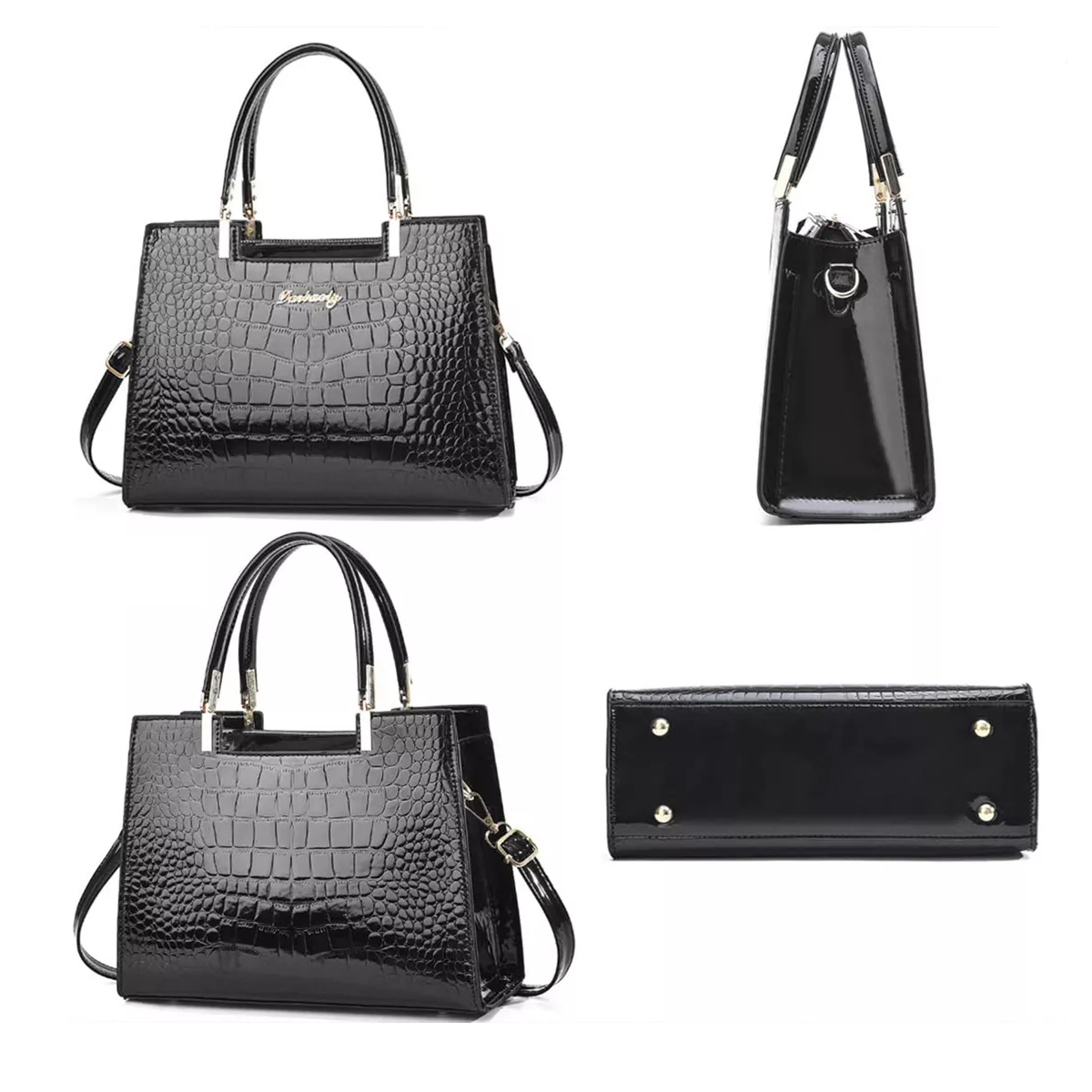 Foto 4 pulgar | Bolso Bandolera Negra Dama Elegante Mano Impermeable Moda