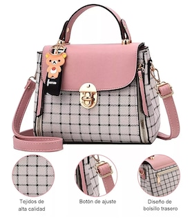 Foto 4 | Bolso Antirrobo De Hombro De Mujer Rosa