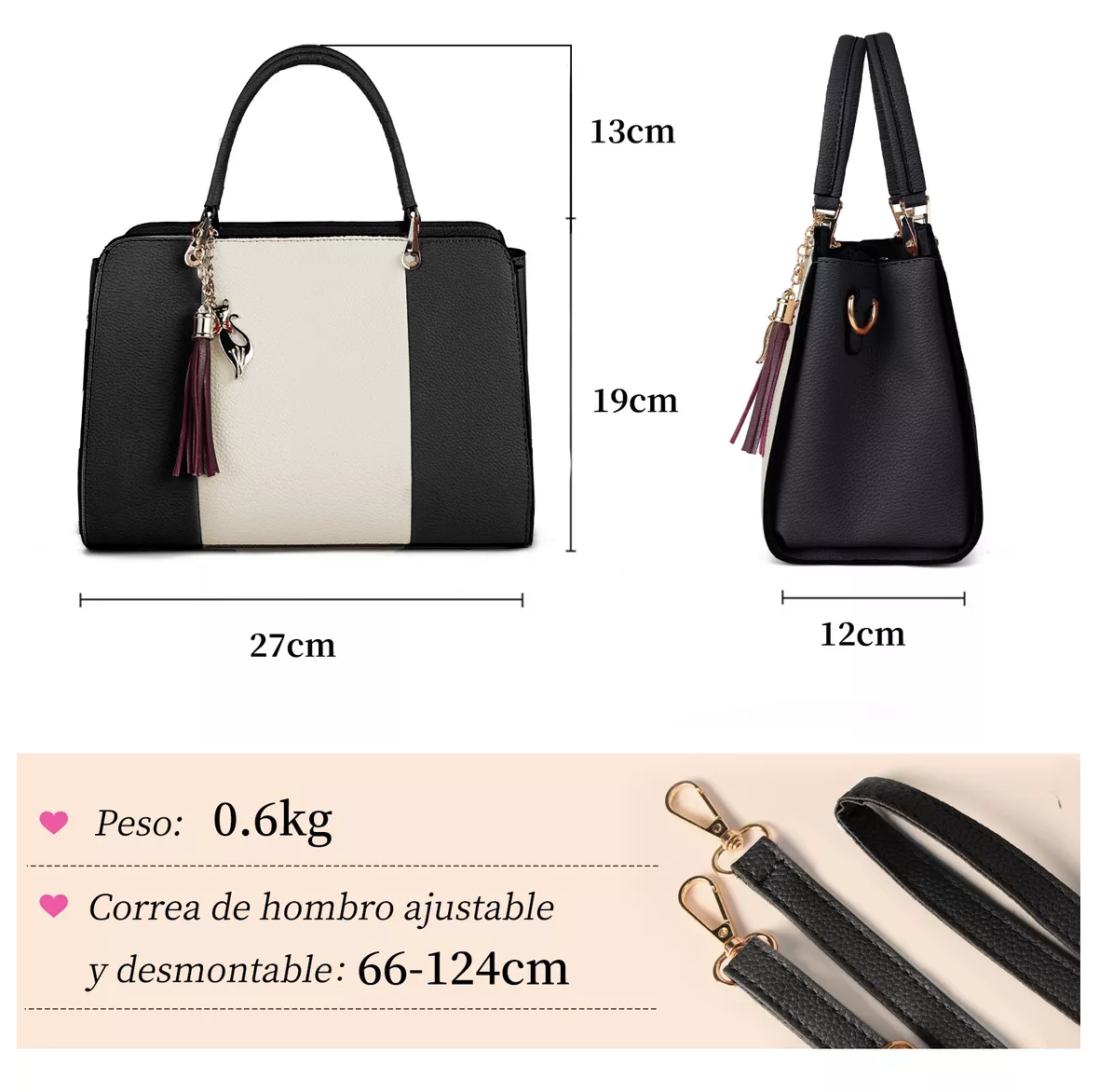 Foto 4 pulgar | Bolsa De Mujer Moda Cartera Crossbody Cosmetiquera Tote Pu