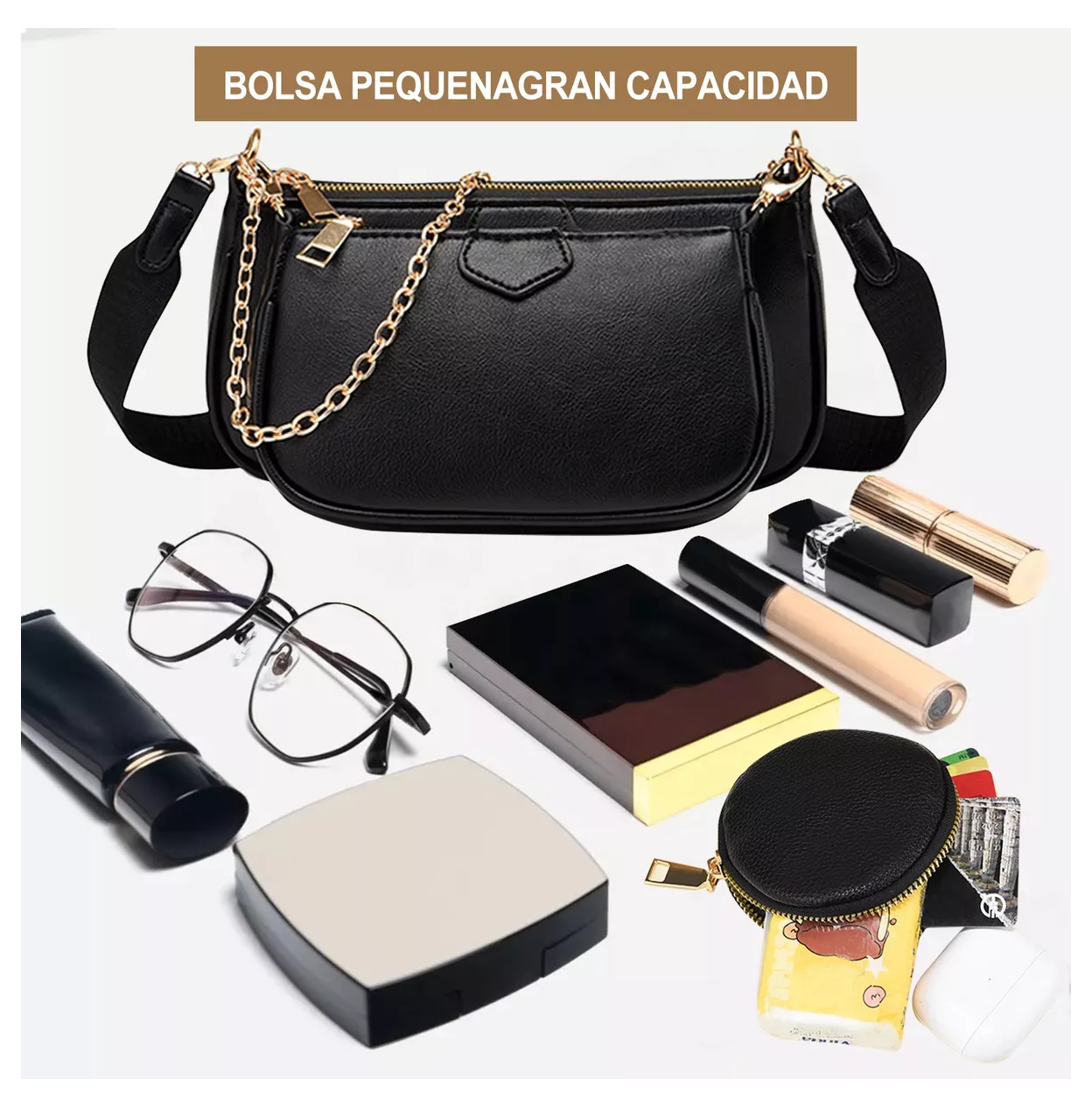Foto 3 pulgar | Bolsa 3 En 1 Moda Mujer Bandolera Crossbody Monedero Cartera