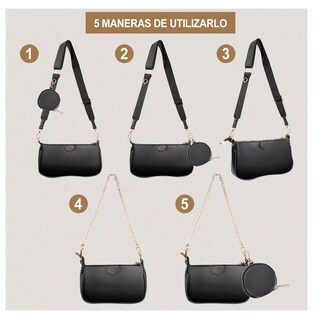 Foto 3 | Bolsa 3 En 1 Moda Mujer Bandolera Crossbody Monedero Cartera