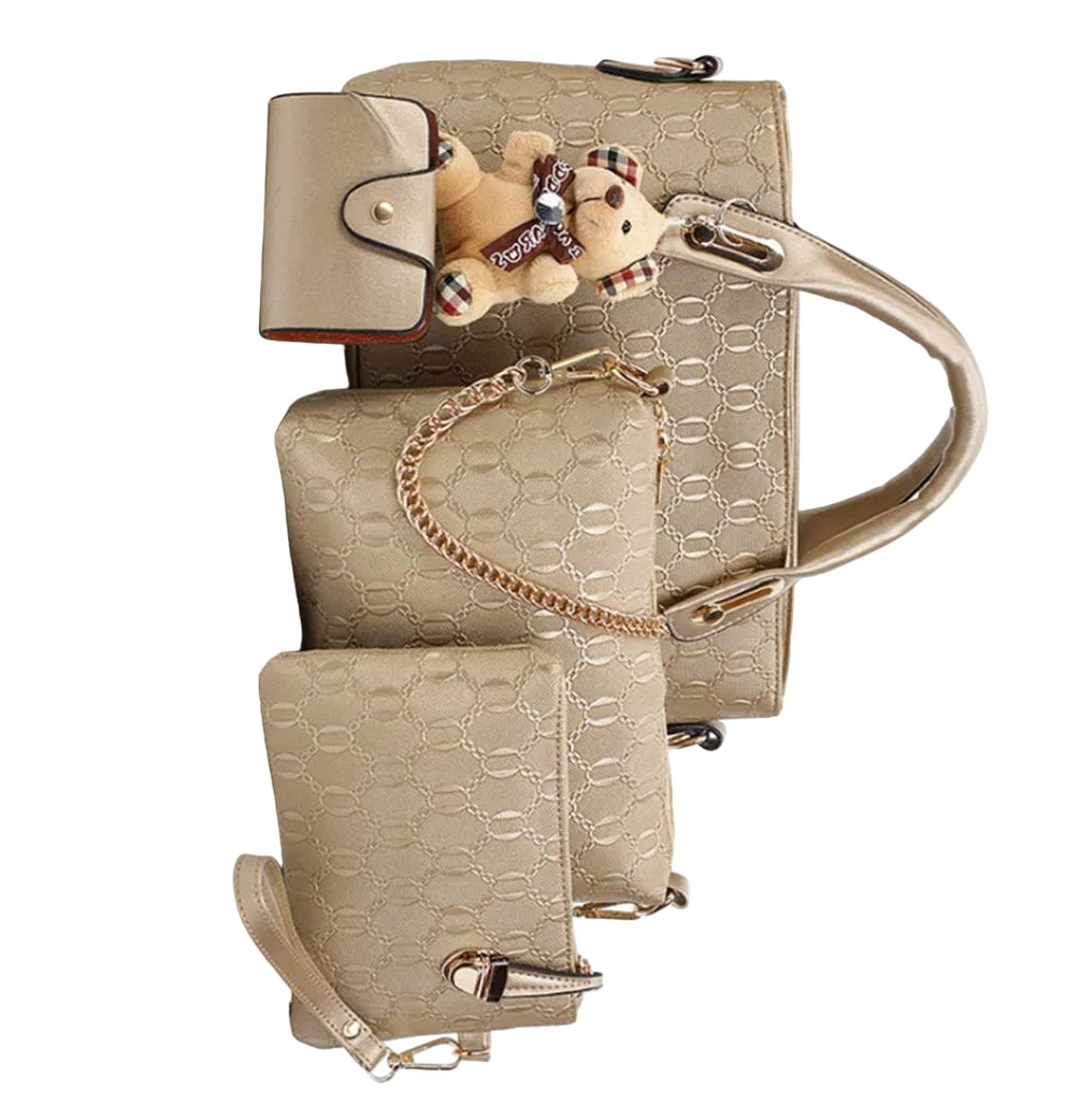 Foto 3 | Set 4 Bolsas De Mujer Crossbody Cosmetiquera Correa Dorado Oscuro