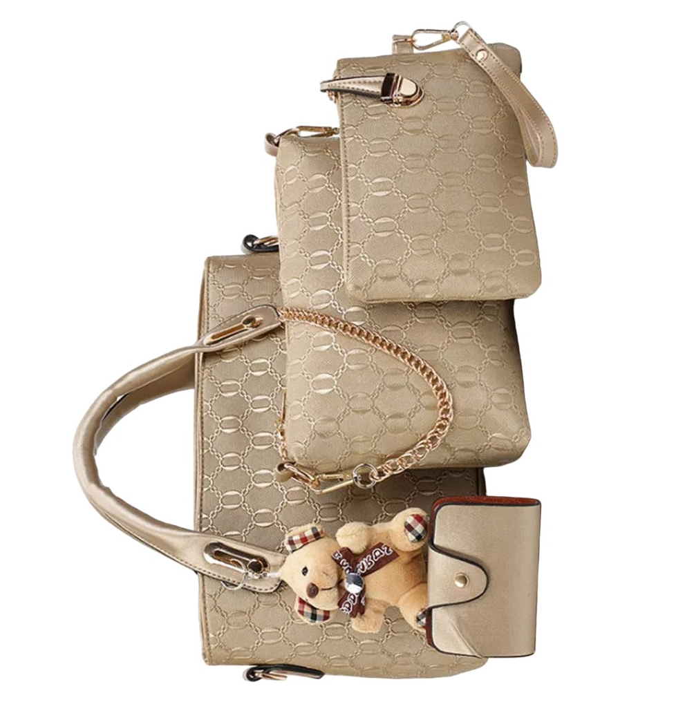Foto 4 | Set 4 Bolsas De Mujer Crossbody Cosmetiquera Correa Dorado Oscuro