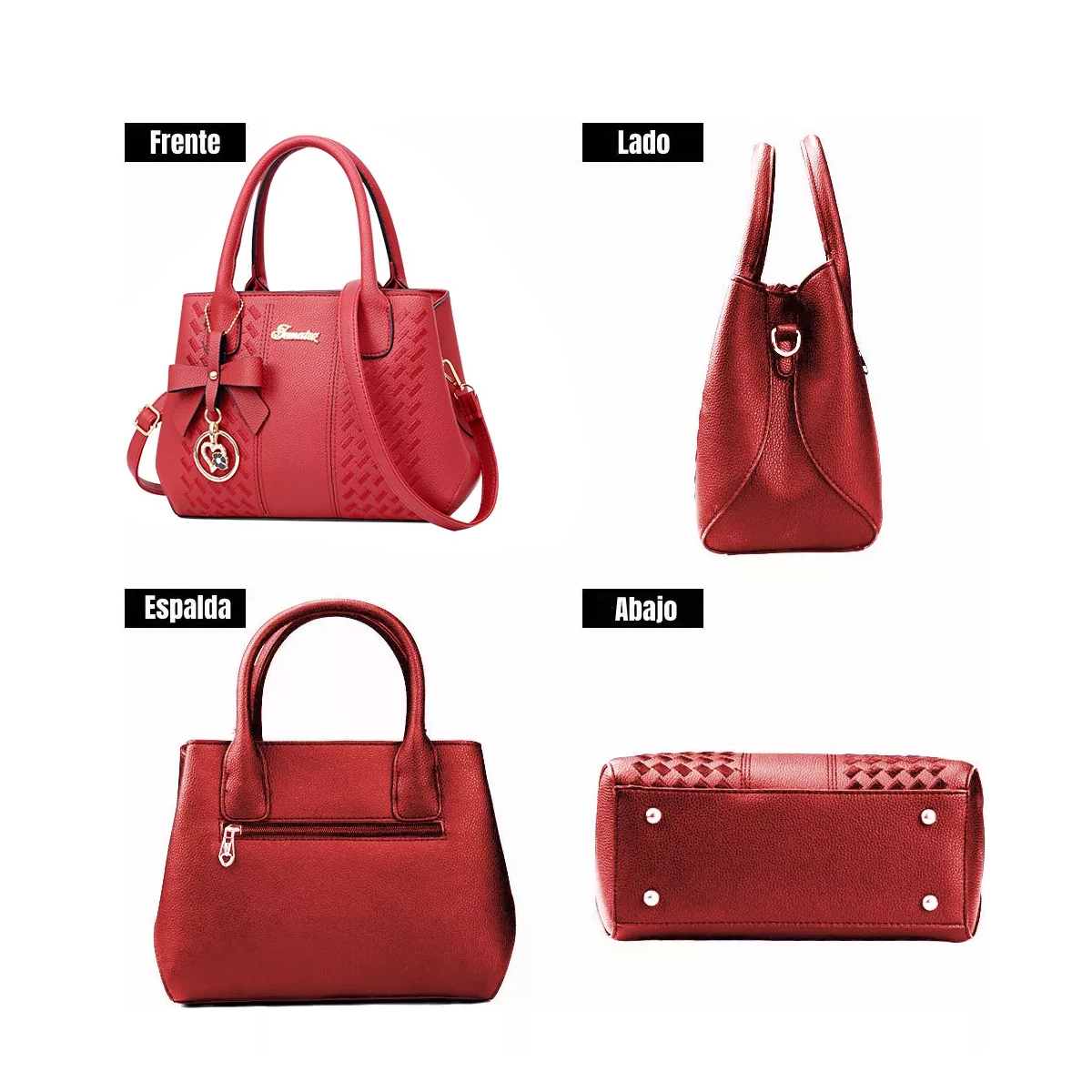 Foto 5 pulgar | Bolso de Mano Tote Color Rojo