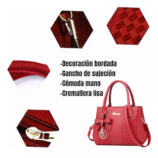 Foto 3 | Bolso de Mano Tote Rojo para Mujer