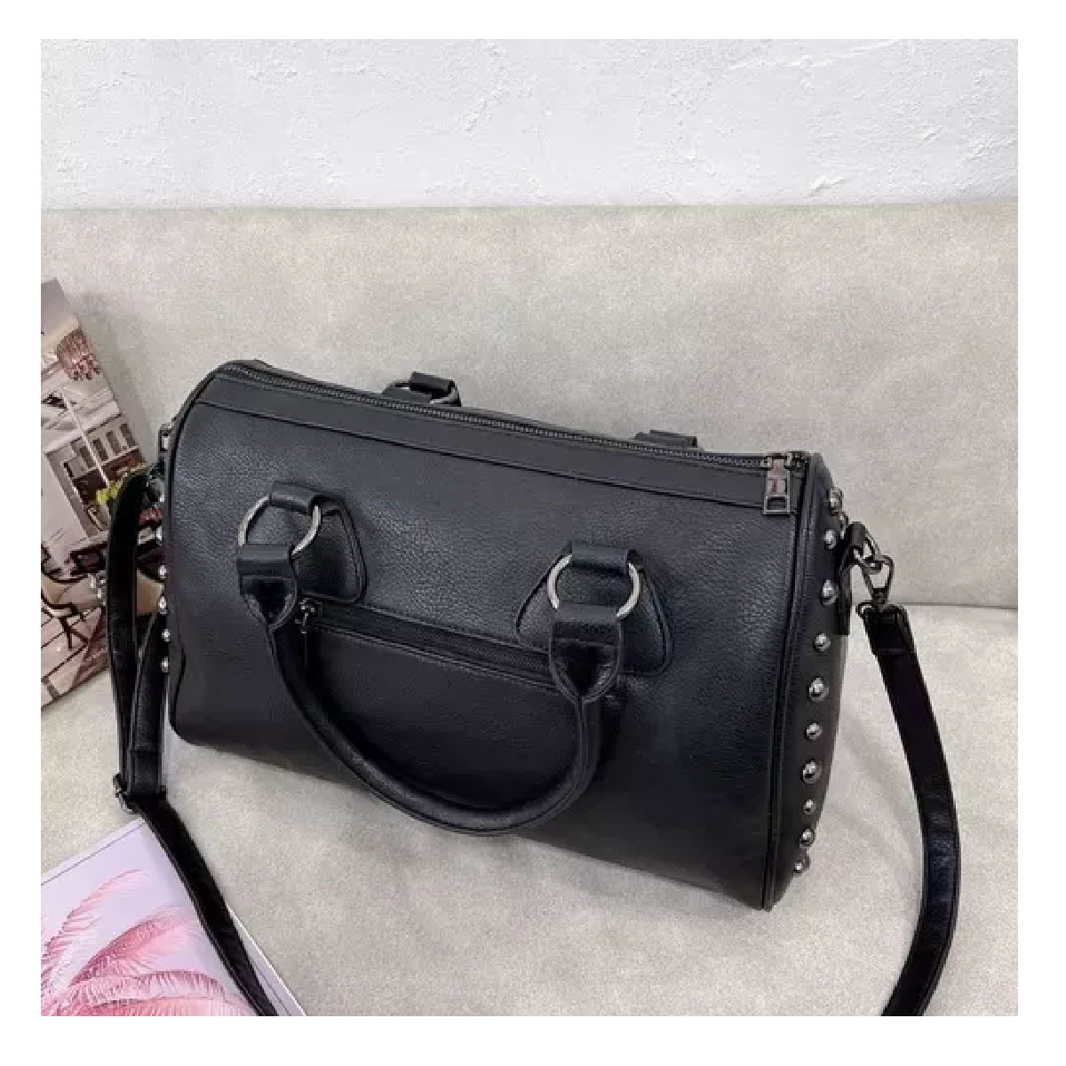 Foto 4 | Bolso de Mano Gótico de Cuero Color Negro
