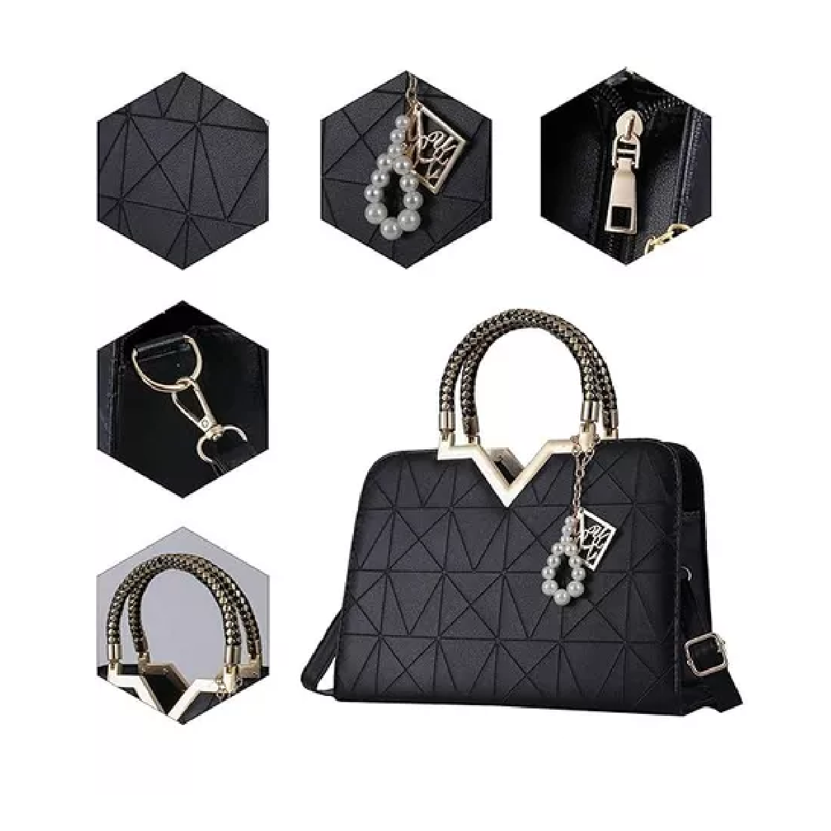 Foto 3 pulgar | Bolso Tote de Piel con Detalle Dorado