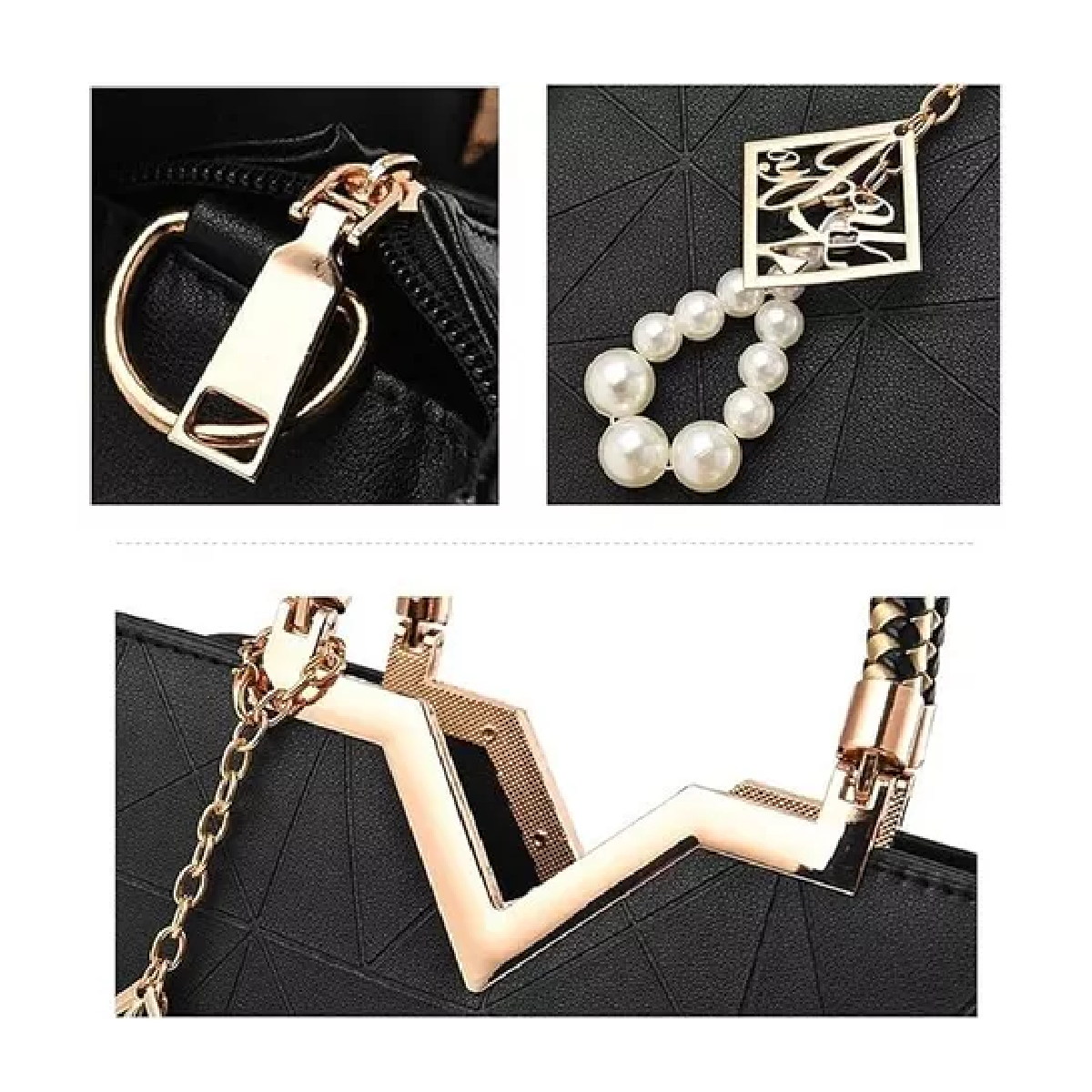 Foto 4 pulgar | Bolso Tote de Piel con Detalle Dorado