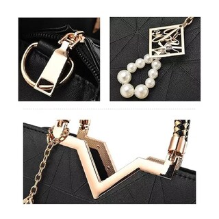 Foto 3 | Bolso Tote de Piel con Detalle Dorado