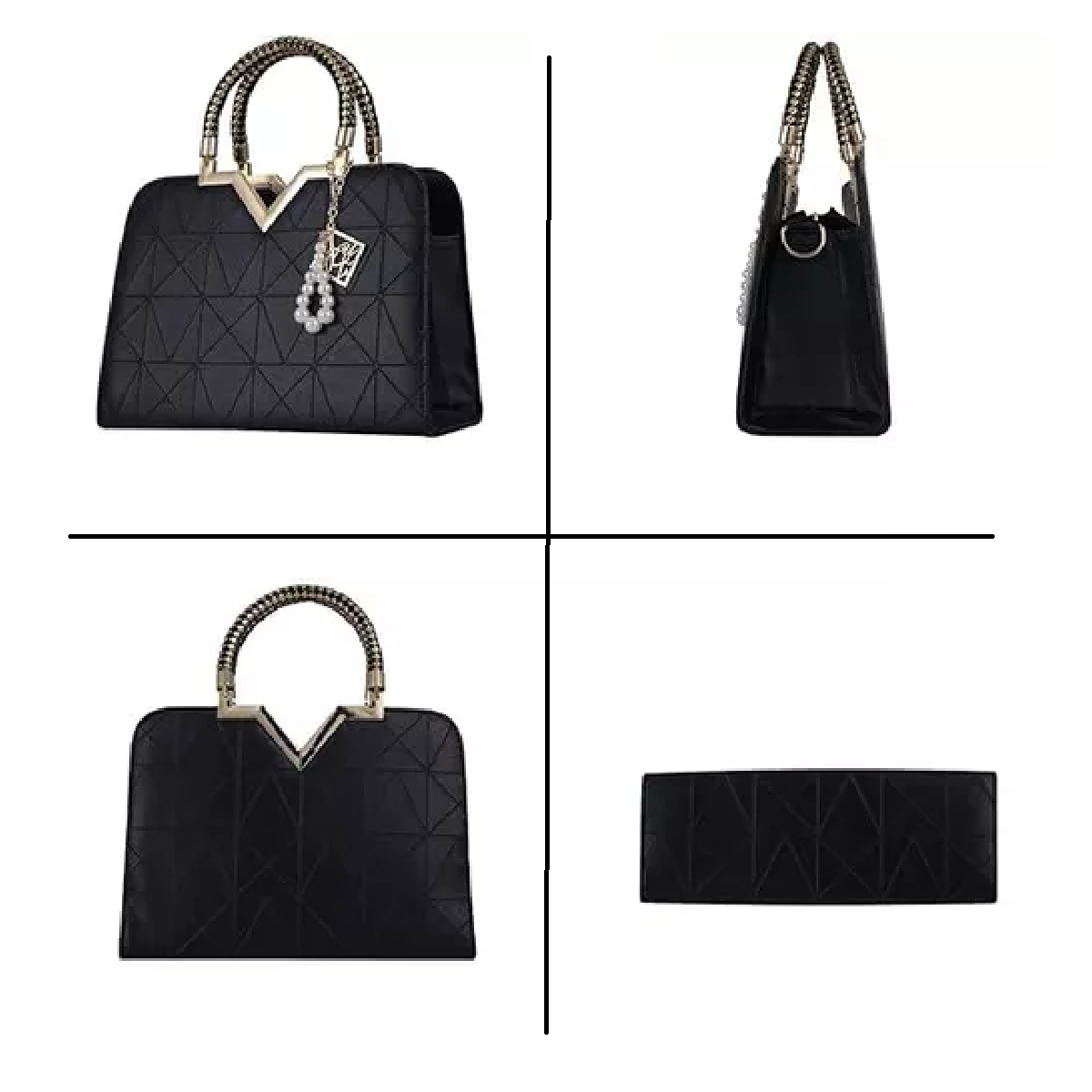 Foto 5 pulgar | Bolso Tote de Piel con Detalle Dorado