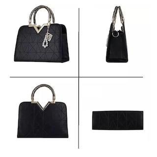Foto 4 | Bolso Tote de Piel con Detalle Dorado