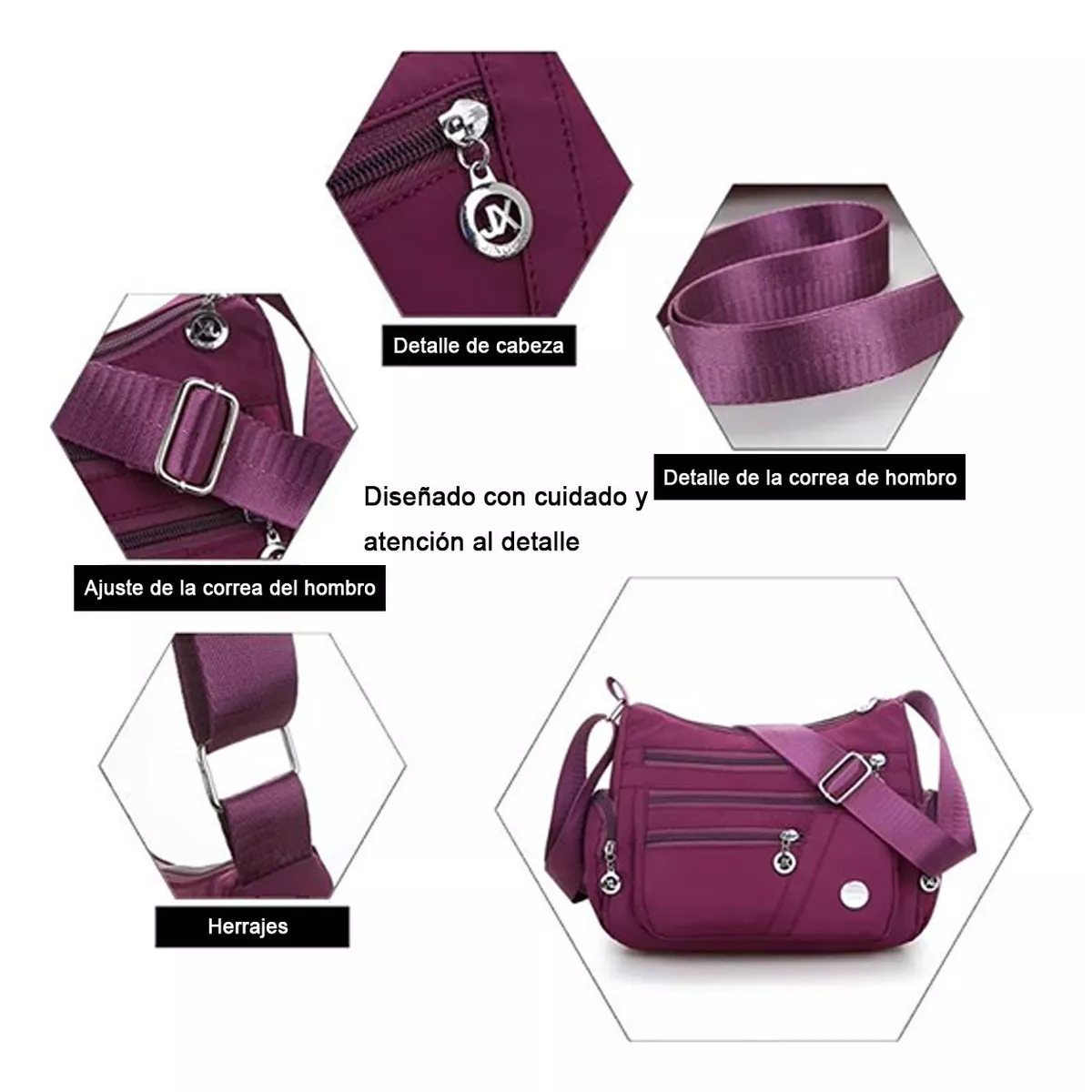 Foto 2 | Bolso Multifuncional Impermeable y Antirrobo Púrpura para Mujer