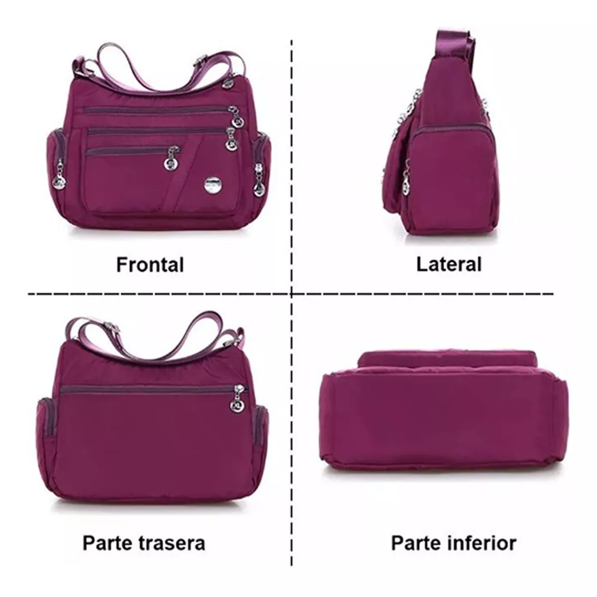 Foto 4 pulgar | Bolso Multifuncional Impermeable y Antirrobo Púrpura para Mujer