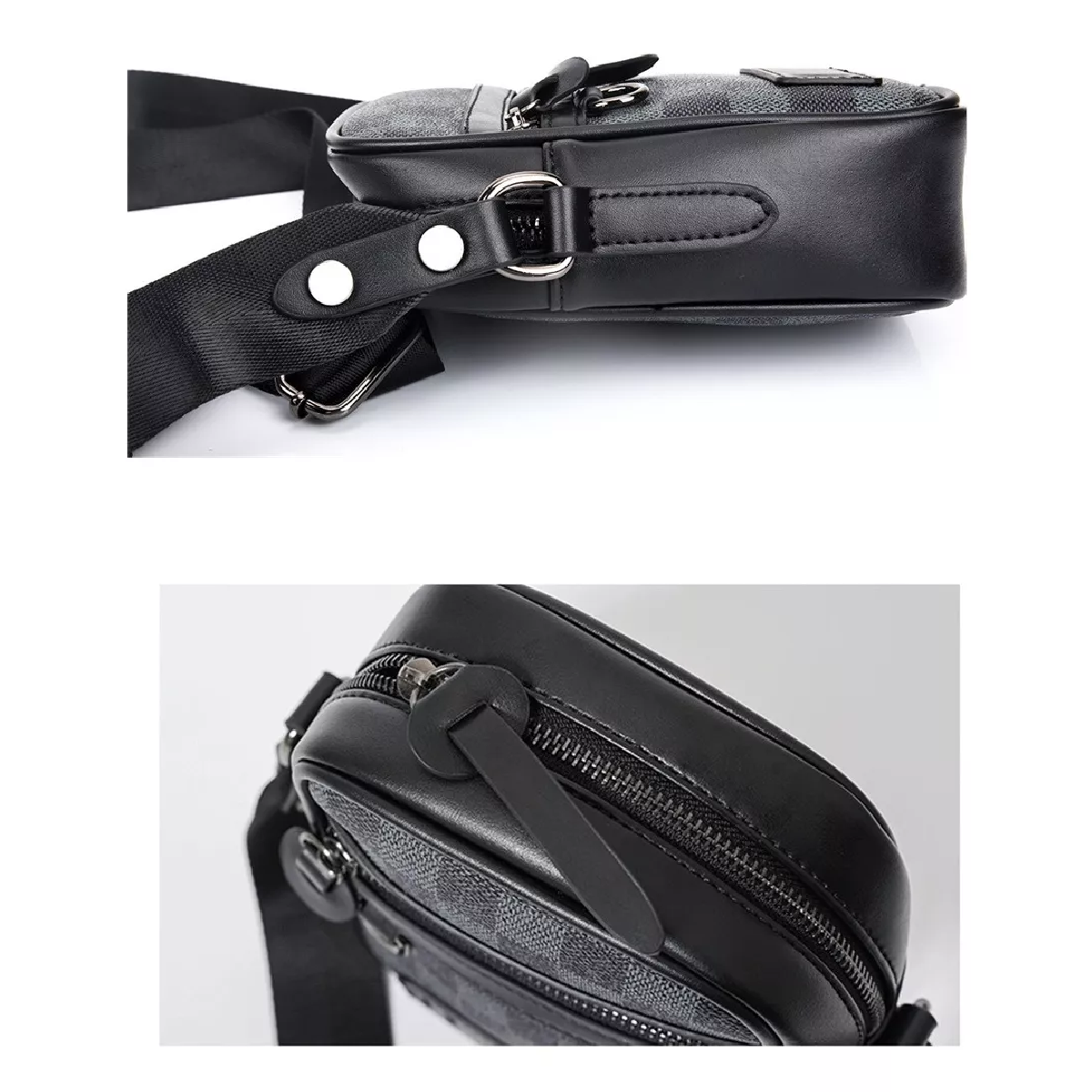 Foto 4 pulgar | Bandolera Belug Cuadros Negra para Hombre