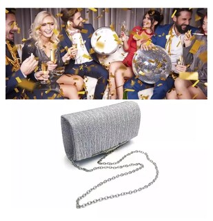 Foto 2 | Bolso De Mano Brillantes Bolsa De Embrague Para Fiesta Plateado