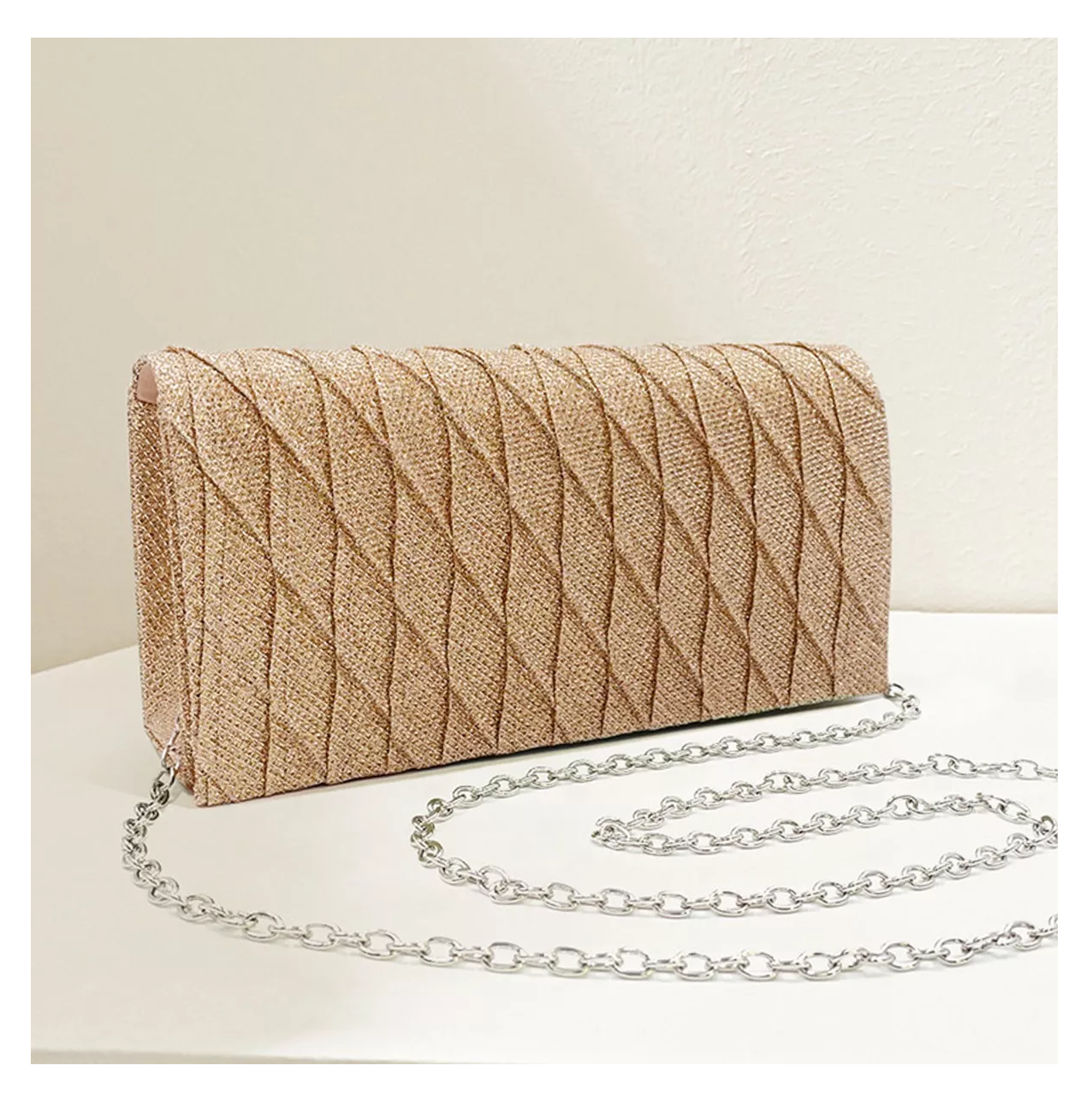 Foto 3 pulgar | Bolsa De Mano De Noche Para Fiesta Elegante Con Cadena Dorado