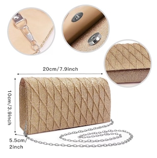 Foto 3 | Bolsa De Mano De Noche Para Fiesta Elegante Con Cadena Dorado