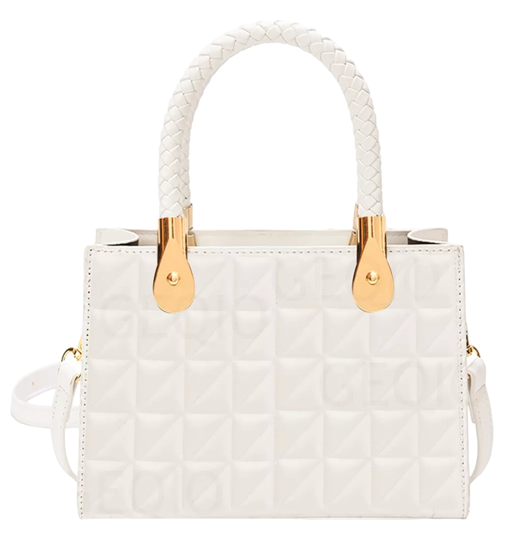 Foto 1 | Bolsa De Diseño De Cuadros Bandolera De Dama Elegante Blanco