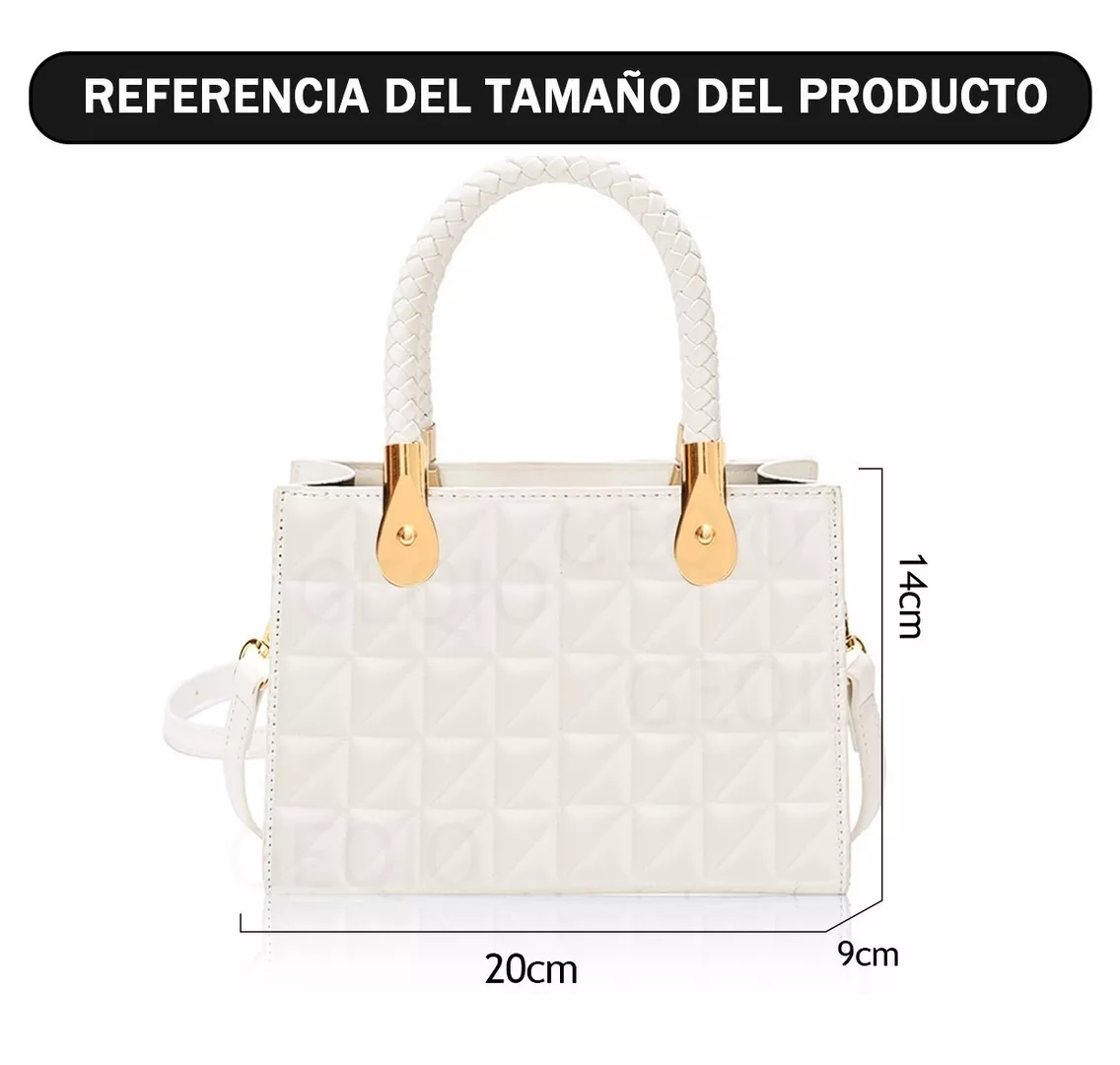 Foto 2 | Bolsa De Diseño De Cuadros Bandolera De Dama Elegante Blanco