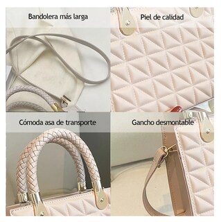 Foto 3 | Bolsa De Diseño De Cuadros Bandolera De Dama Elegante Blanco