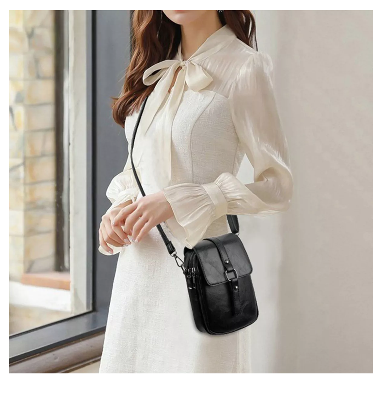 Foto 3 pulgar | Bolso Para Mujer Cartera Bandolera De Moda Para Celular Negro