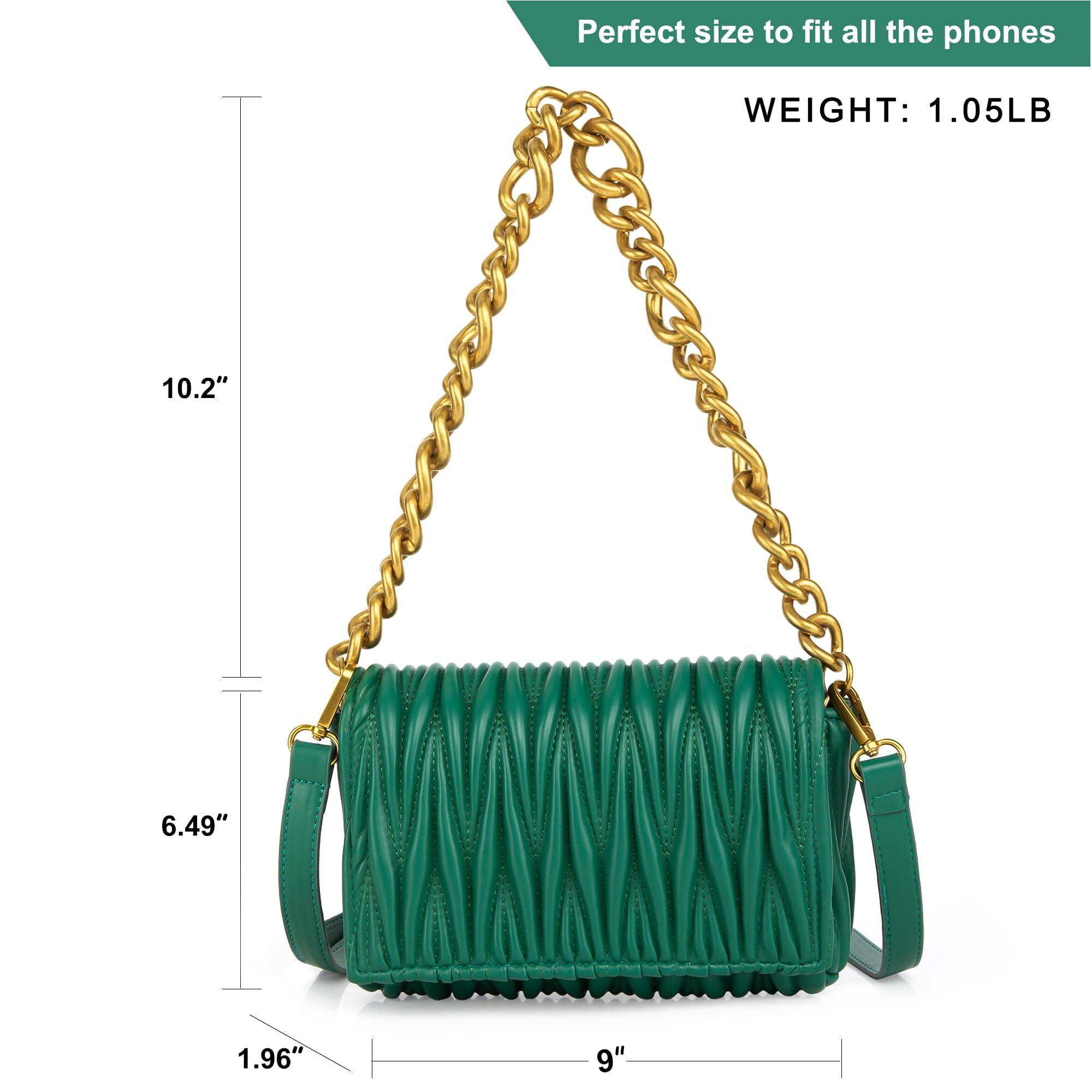 Foto 4 pulgar | Bolso Bandolera Acolchado En Piel Sintética Verde - Venta Internacional.