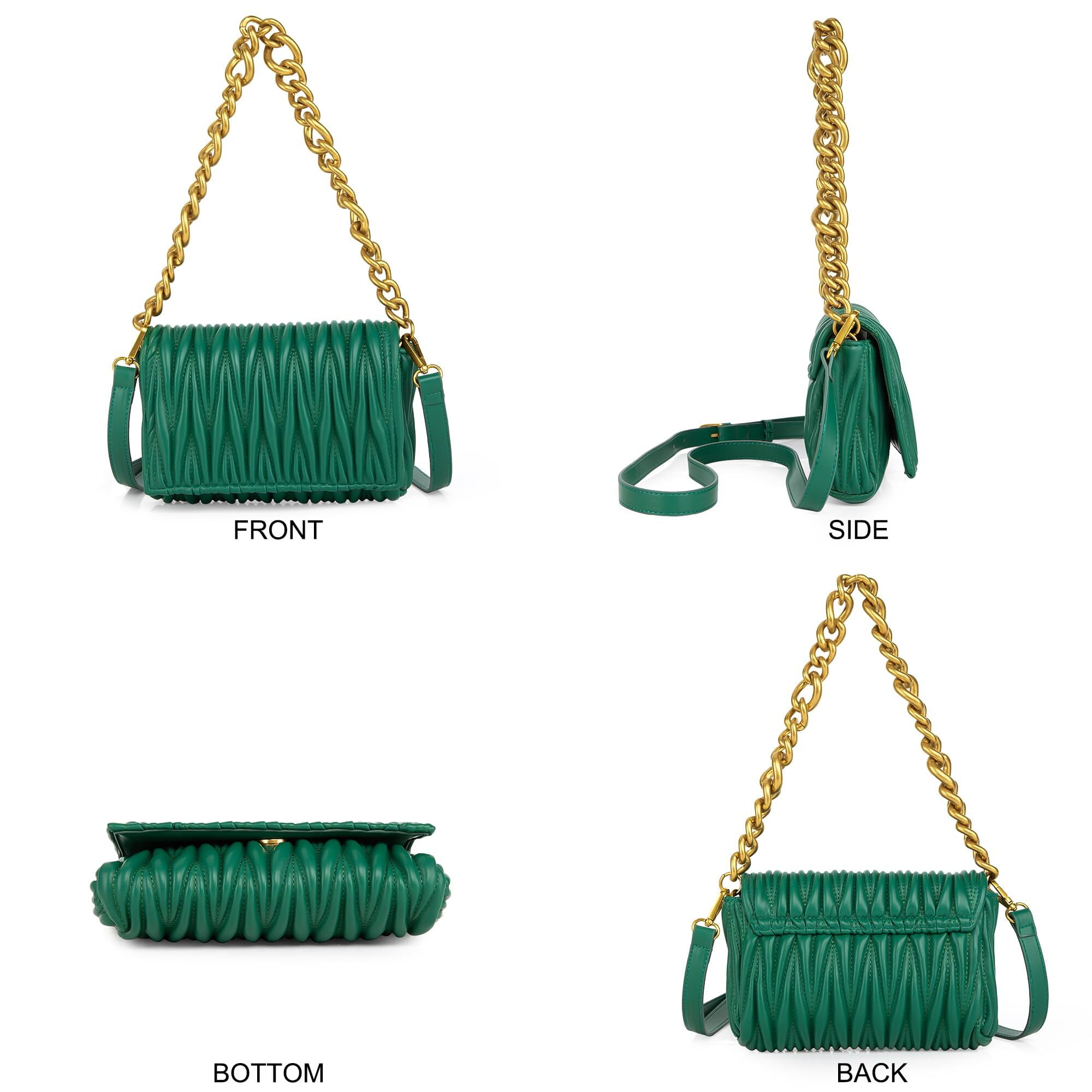 Foto 5 | Bolso Bandolera Acolchado En Piel Sintética Verde - Venta Internacional.