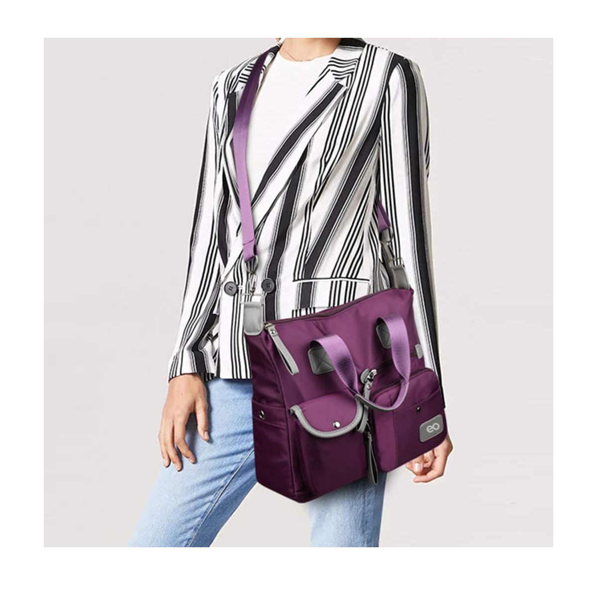 Foto 2 | Language Bolsa Bandolera De Mujer, Impermeable. Eo Safe Imports Esi-5530-1 Purpura