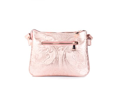 Foto 2 | Bolso A Ángelozano Tipo Crossbody De Piel Vacuna Con Grabado Tipo Cincelado Modelo Jaqueline